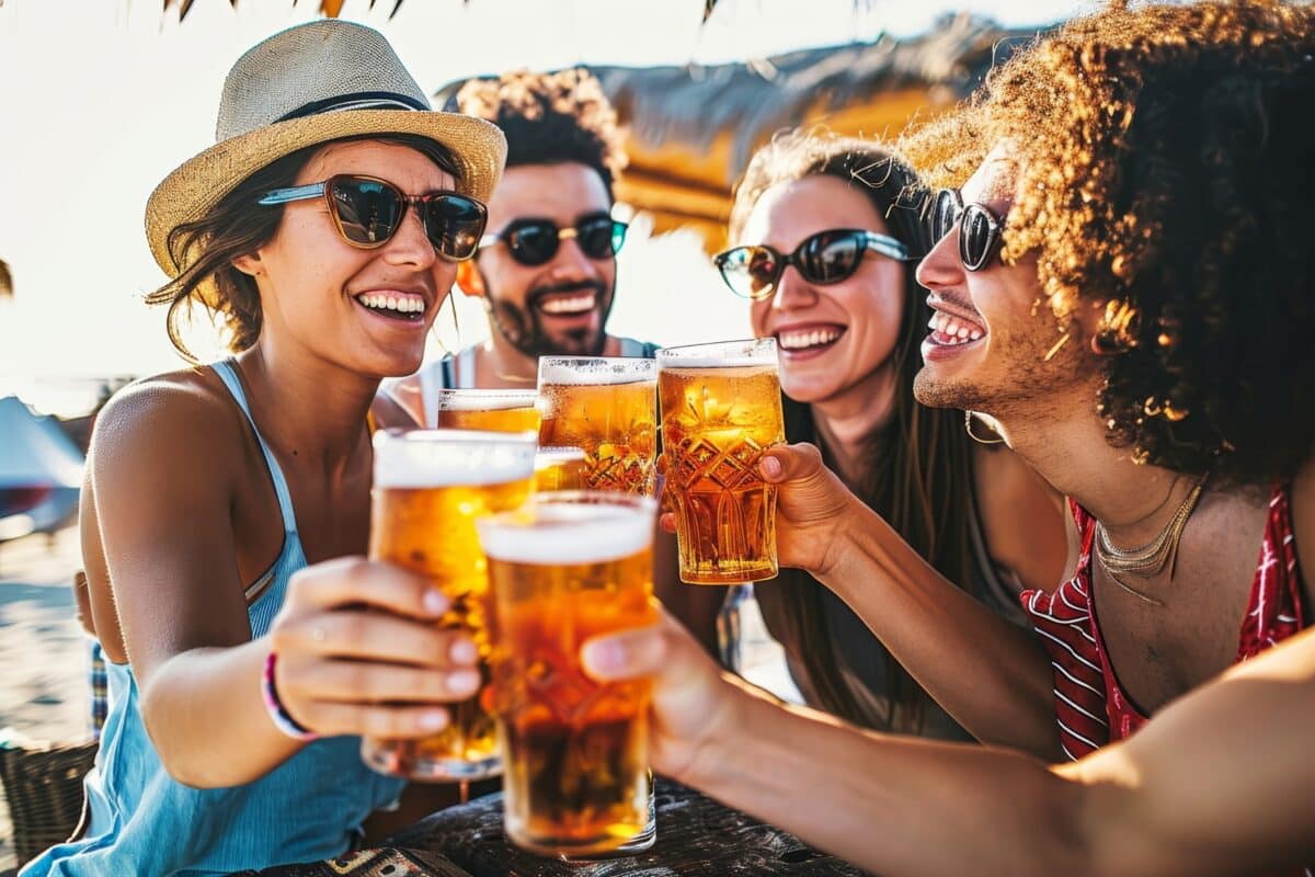 Friends toasting beers