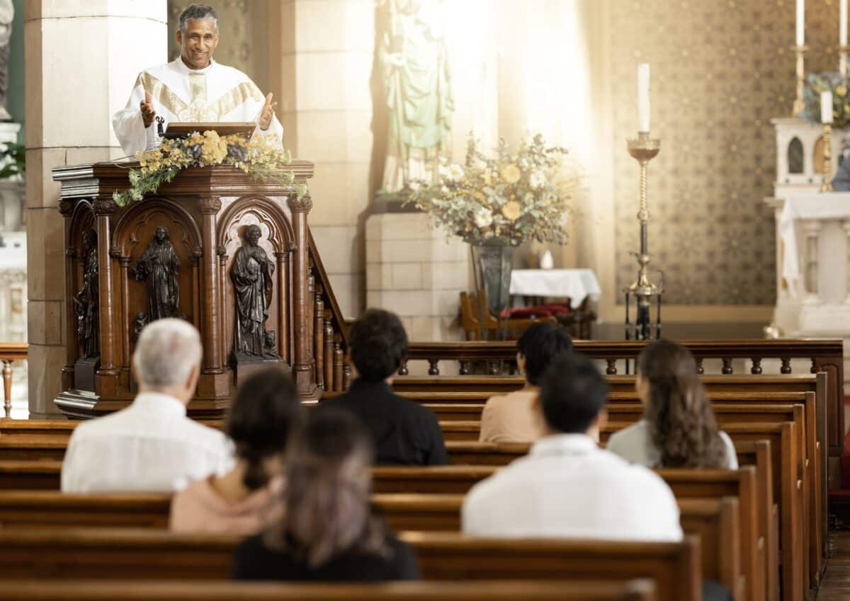 A pastor giving a sermon
