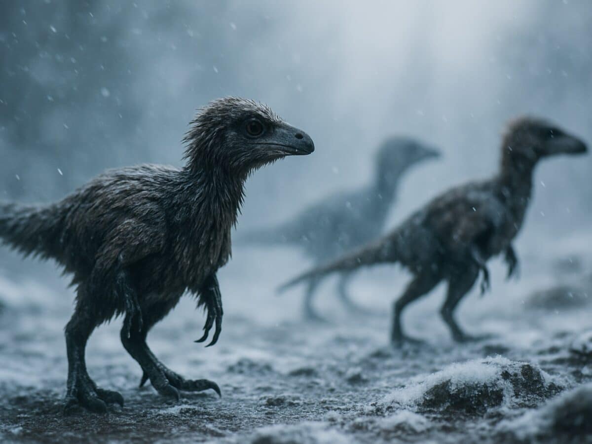 Feathered dinosaurs in the cold