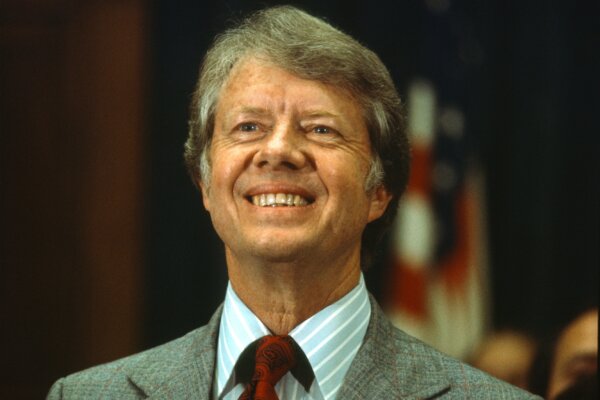 Governor Jimmy Carter (Democrat of Georgia), meets U.S. House members and employees in the Rayburn House Office Building.
