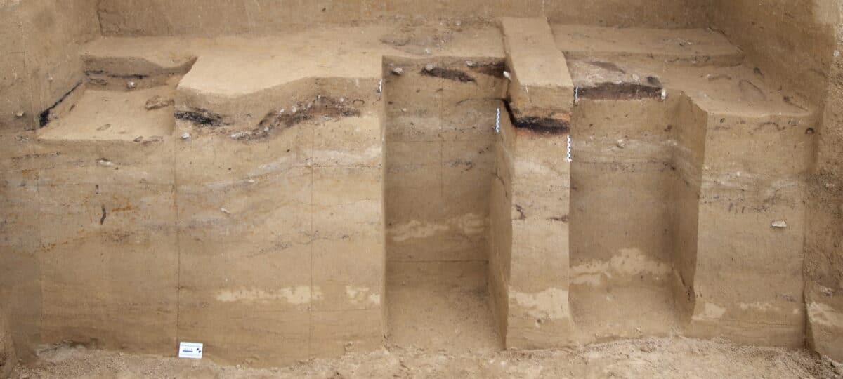 Large fireplace during the excavation
