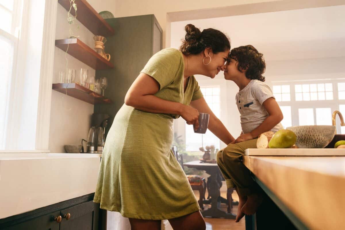 Affectionate mother and son