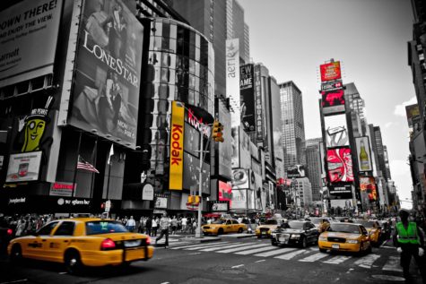 Busy Times Square in New York City borough of Manhattan