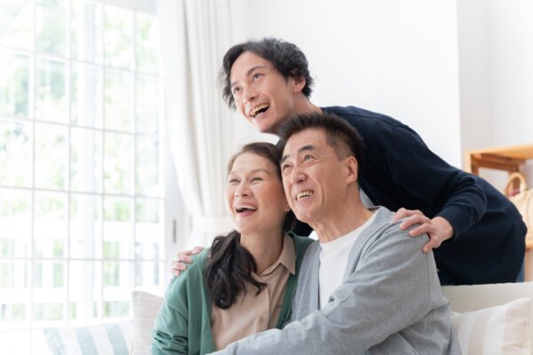 Older parents with their adult child living at home