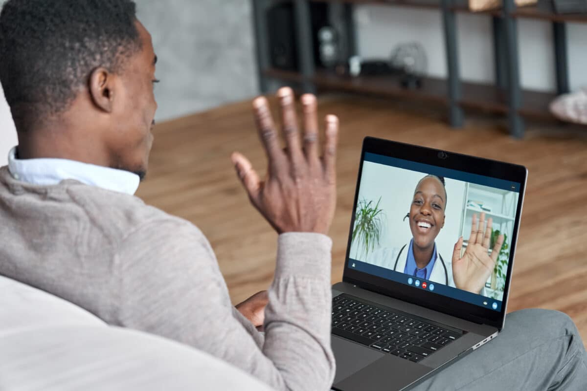 Telehealth call with doctor and patient