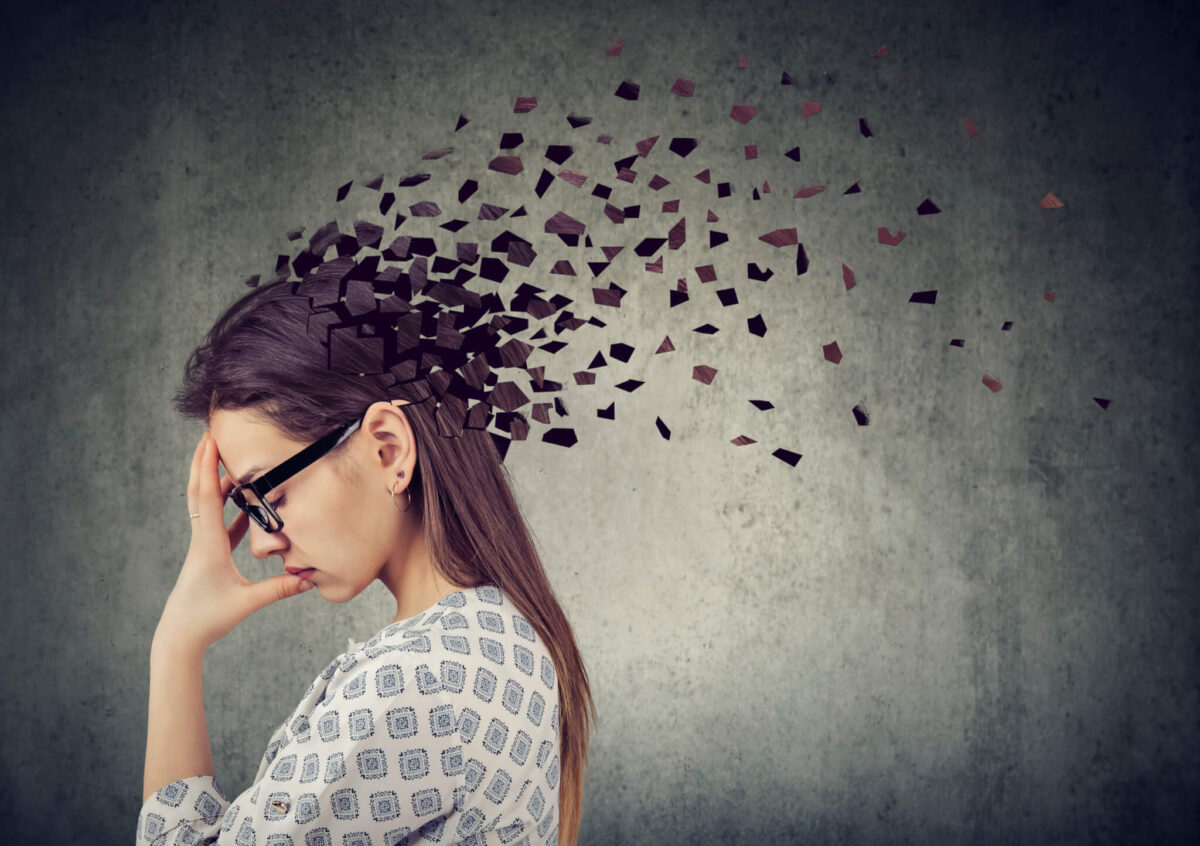 Young woman with memory problems